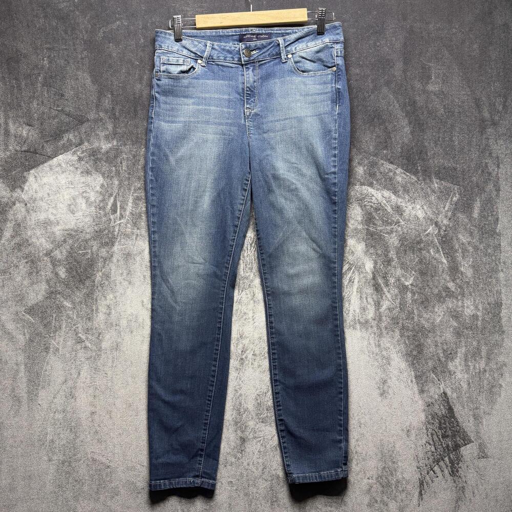 Adrienne Vittadini Jeans Womens 8 Blue Mid Rise Skinny Stretch Denim Ankle